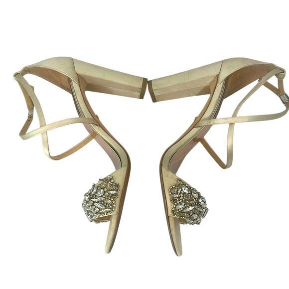 Women's Bagley Mischka Clara Embellished Block Heel Sandals Heels 7 See Videi - Picture 5 of 16